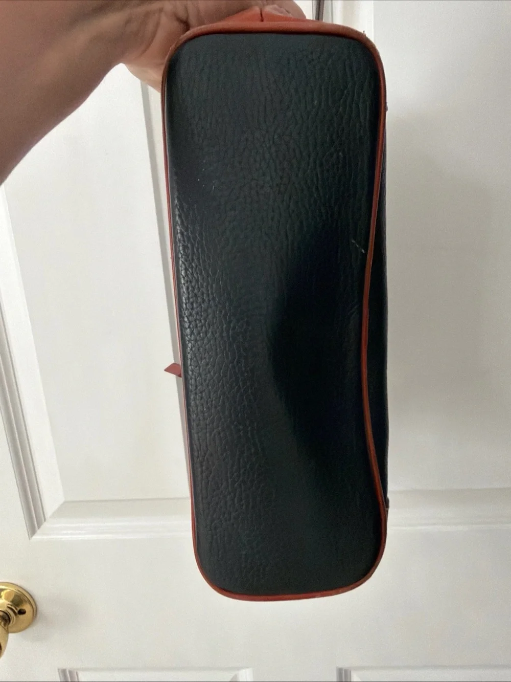 Dooney & Bourke Black Pebbled Leather Crossbody Bag with Brown Trim